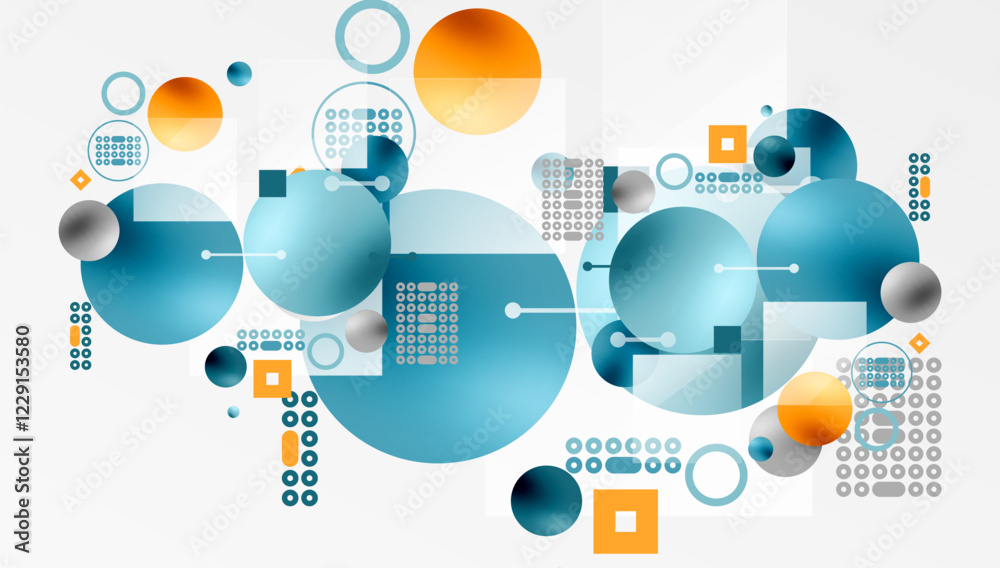 Aufkleber minimalistic abstract vector design, layered geometric shapes circles, squares, and triangles with s