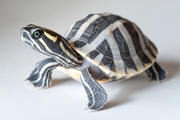 Fototapeta premium A close-up view of a turtle sitting on a white surface