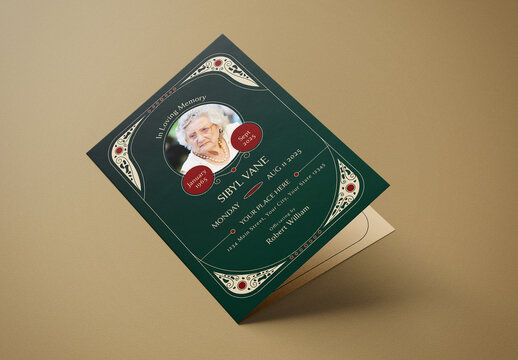 Green Flat Design Funeral Program