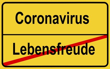 Symbol picture, place name sign, lust for life, Coronavirus, Sars-CoV-2, Covid-19, Germany, Europe