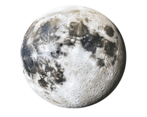 Isolated Detailed Full Moon with Craters and Surface Texture