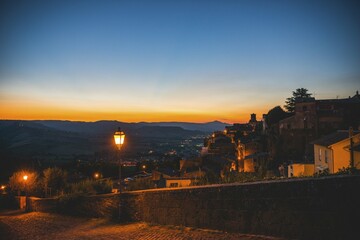 View of the old town, sunset, Orvieto, Umbria, Italy, Europe