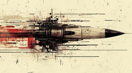 Futuristic Rocket Design with Abstract Lines and Textures