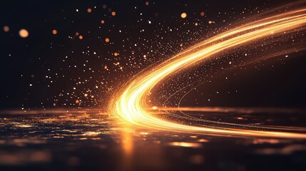 Fototapeta premium Dynamic Light Trails with Glowing Particles in Dark Background