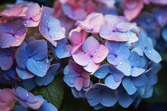 Blue and purple Hydrangea flowers. KI generiert, generiert AI generated