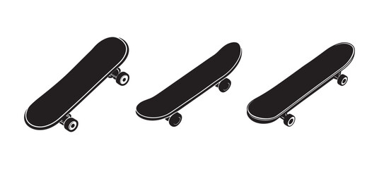 set of skateboard silhouette, black and white silhouette, vector and illustration