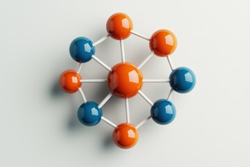 Obraz premium Molecular network of atoms and bonds laboratory setting 3d model