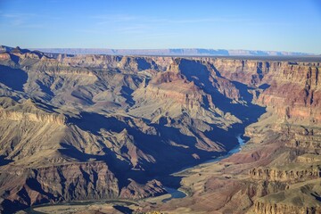 Canyon landscape, gorge of the Grand Canyon, view of Colorado River, eroded rock landscape, South...