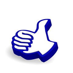3d thumps up icon on a white background