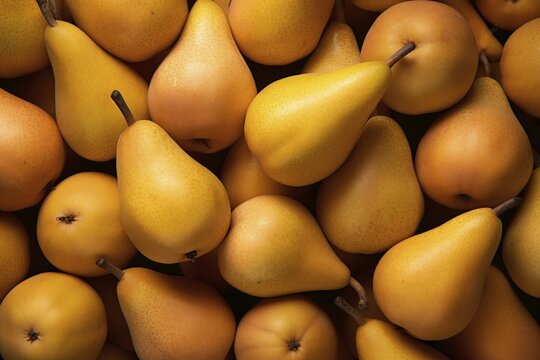 Many yellow pear fruits. KI generiert, generiert, AI generated