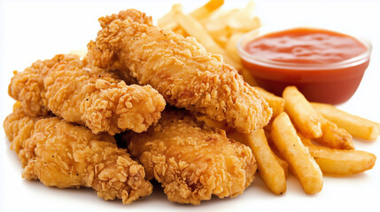 Crispy Fried Chicken Wrap with Fresh Ingredients on a Clean White Background