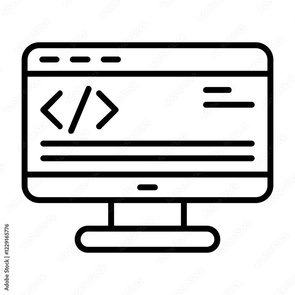 Wall mural coding outline style icon design