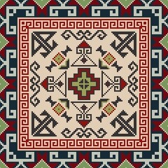 Traditional Georgian folk art embroidery vector pattern