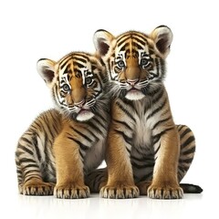 Tiger, tiger baby, in front of white background, AI generated