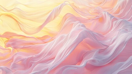 Obraz premium Pastel Dream: Abstract Swirling Fabric Textures in Soft Pink and Yellow Hues