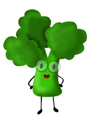 A cute Broccoli with glasses