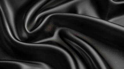 Obraz premium Elegant Black Satin Fabric with Smooth Texture and Subtle Shine