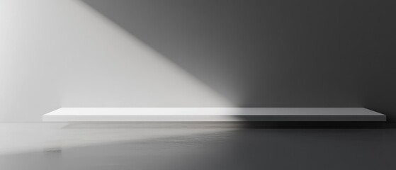 Minimalist Empty Shelf with Soft Light in Modern Interior Space