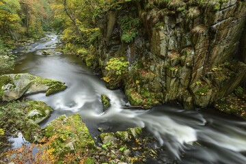 Bode Gorge in autumn, Bodetal, Harz National Park, Saxony-Anhalt, Germany, Europe