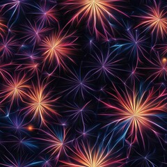 Abstract Geometric Fireworks Pattern in Vibrant Colors and Design