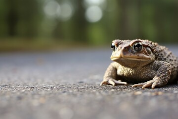 Obraz premium Toad sitting on road. KI generiert, generiert AI generated