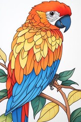 Obraz premium Stunning Colorful Parrot Illustration . Children coloring page