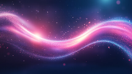 Fototapeta premium Abstract Sparkling Wave with Glowing Pink and Blue Lights