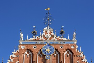 House of the Blackheads in Town Hall Square, historic centre, UNESCO World Heritage Site, Riga,...