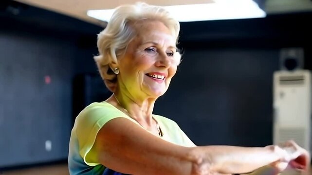  older lady dancing happy and healthy
