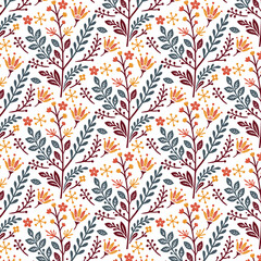 intricate botanical flower pattern with blooming blossoms for seamless fabric and wallpaper designs