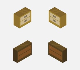 Bedside table isometric icon illustrated in vector on white background