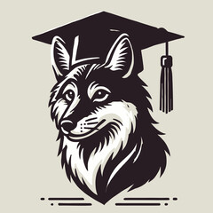 Fototapeta premium A stylized illustration of a fox wearing a graduation cap, symbolizing education and achievement.