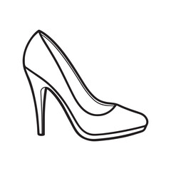 high heel line art, black outline, vector and illustration, line art and outline