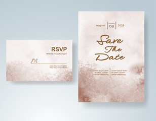 Wedding invitation with Abstract splashed watercolor background