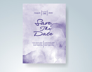 Wedding invitation with Abstract splashed watercolor background