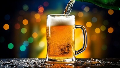 ジョッキに勢い良く注がれるビール