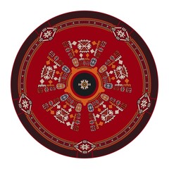 Traditional Kilim round decorative element, vector template