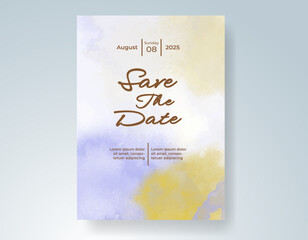 Wedding invitation with Abstract splashed watercolor background