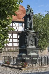 Obraz premium Martin Luther Memorial, behind Luther family home, Mohra, Thuringia, Germany, Europe