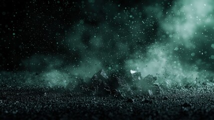 Obraz premium Abstract Halftone Background with Black and Green Elements and Dynamic Particles in Motion