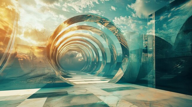Abstract tunnel with futuristic design