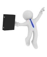 Businessman jumping high, success concept image on white 3d rendering