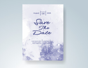 Wedding invitation with Abstract splashed watercolor background