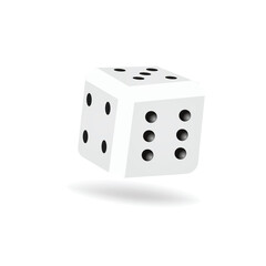realistic gambling dice in different positions. Isolated illustrations with reflections and shadows. Elements for vector combinations. All game faces