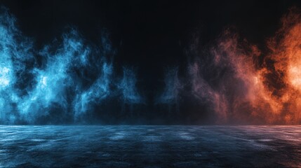 Vibrant Grunge Nebula in Outer Space with Colorful Flames and Grainy Texture Background