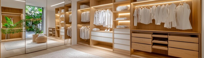 Elegant wardrobe with spacious storage and natural lighting.