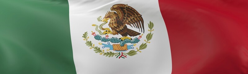 Flag of Mexico using as background, 3d rendering