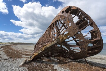 Fototapeta premium Wreck of the Ambassador, San Gregorio, at Punta Arenas, Magellan Strait, Patagonia, Chile, South America