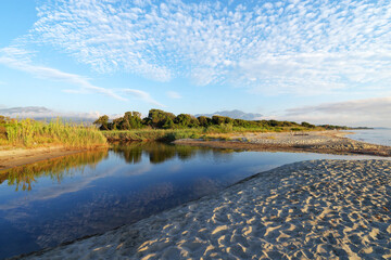 Mouth of the Alesani river in the eastern coast of Corsica island