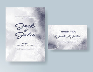 Wedding invitation with Abstract splashed watercolor background